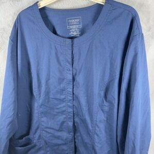 Cherokee Revolution Navy Blue Snap Front Scrub Jacket Womens 2XL Plus Size